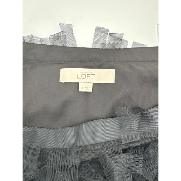 Loft Black Tiered Fringe Mini Skirt Lined Side Zip Party Night Out Size 6 Chic!! - Picture 5 of 7